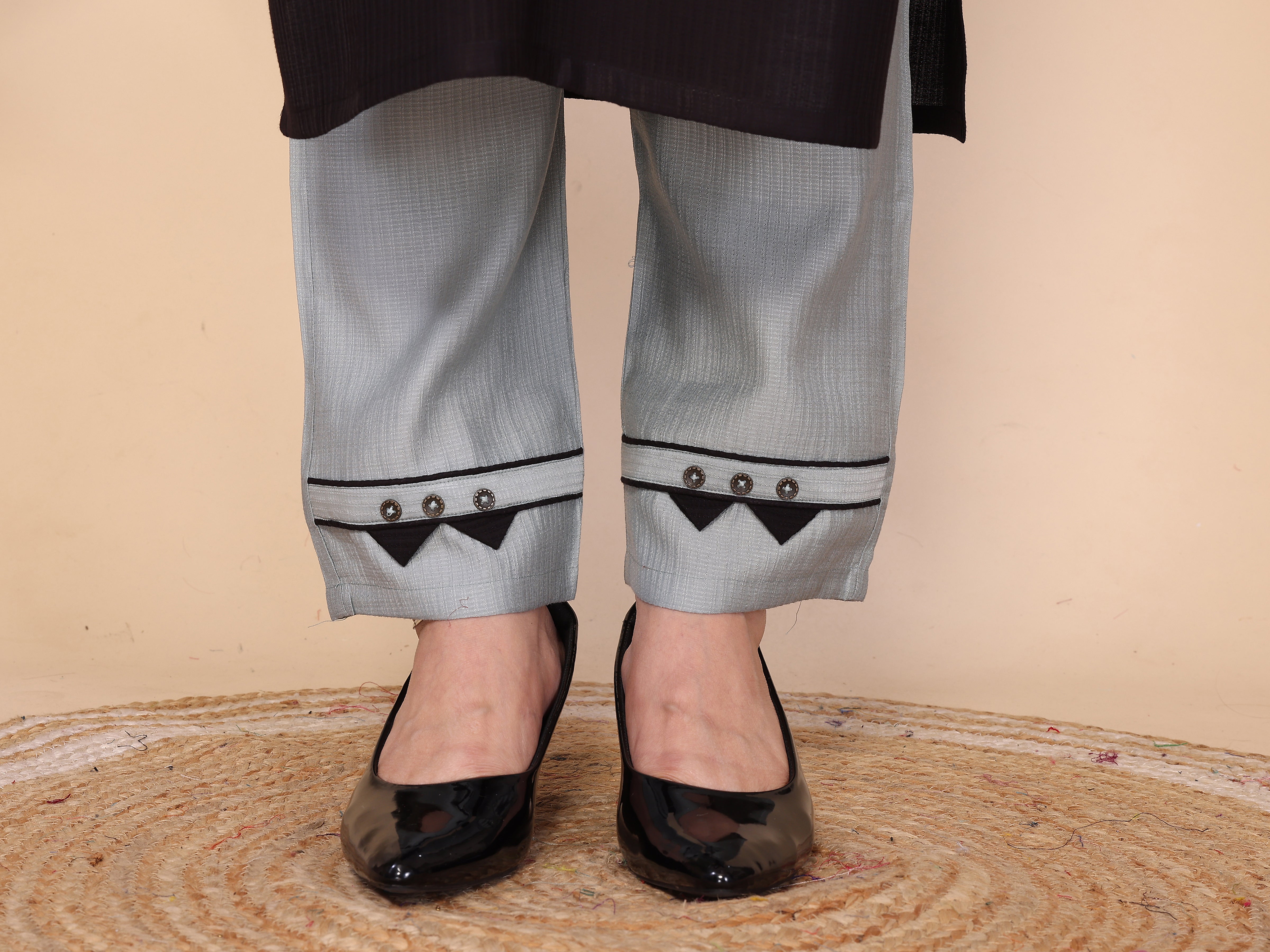 BLACK KURTA SET WITH ORGANZA DUPATTA
