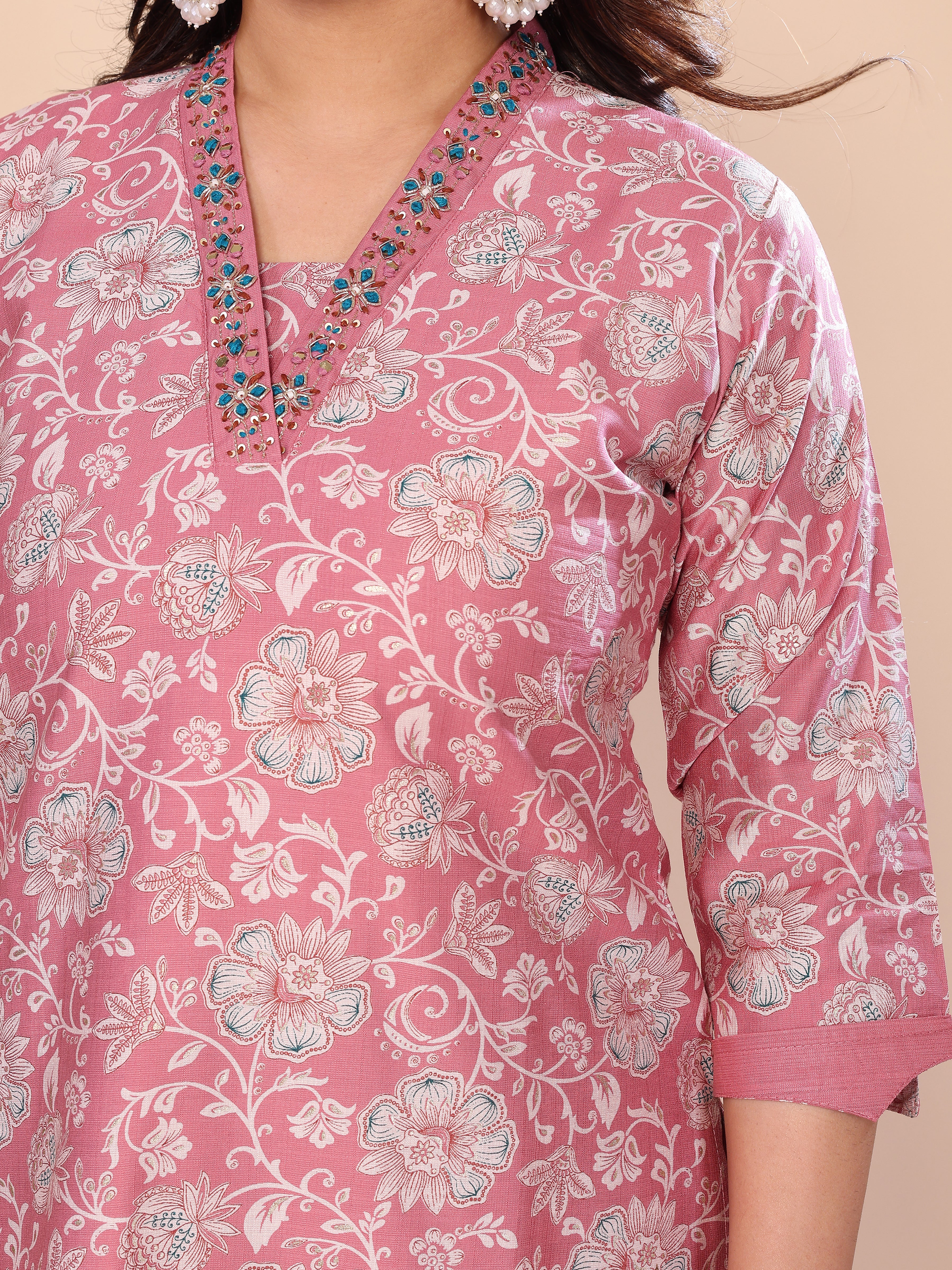 Mul Chanderi Kurta Set With Dupatta