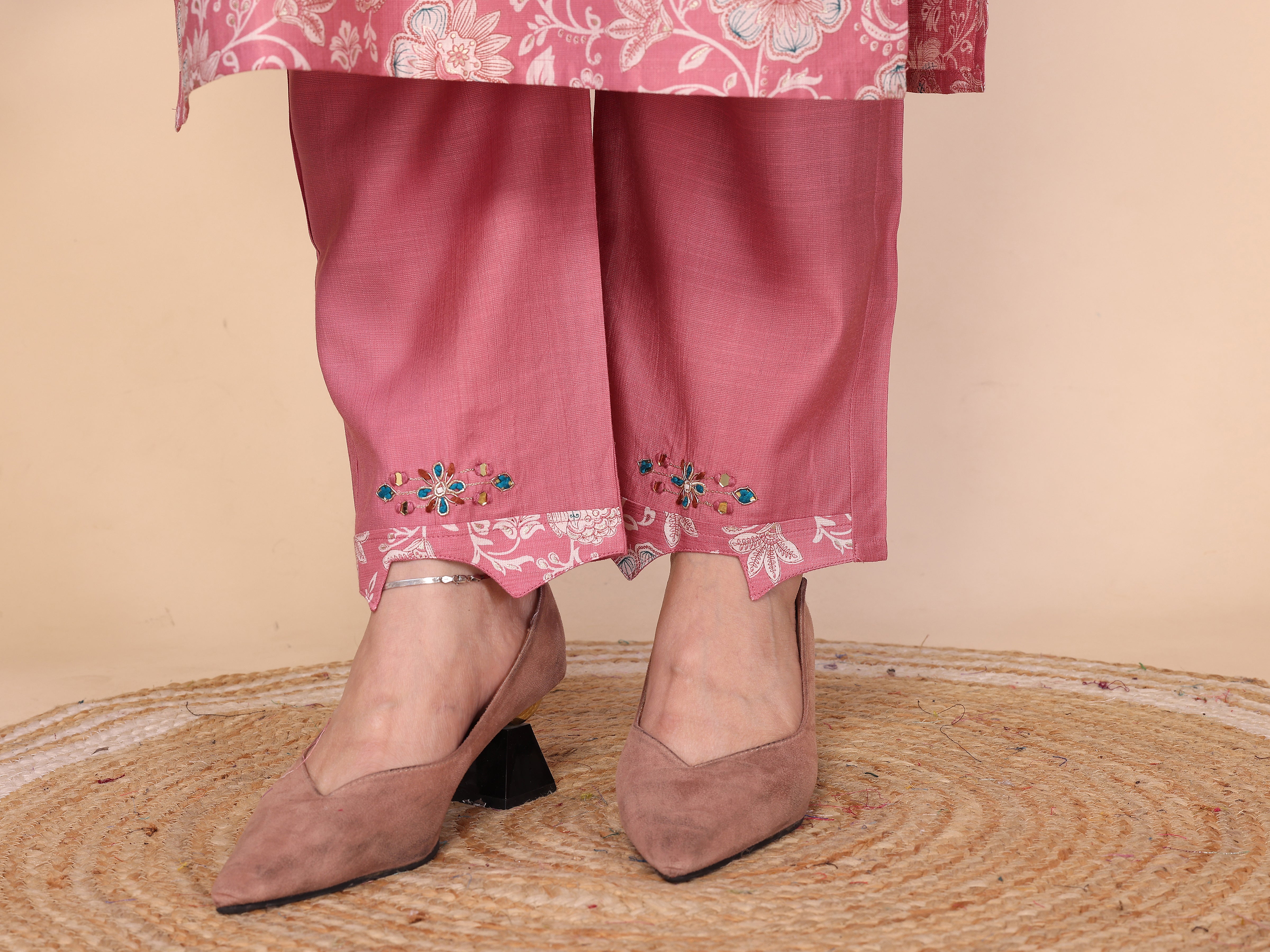 Mul Chanderi Kurta Set With Dupatta