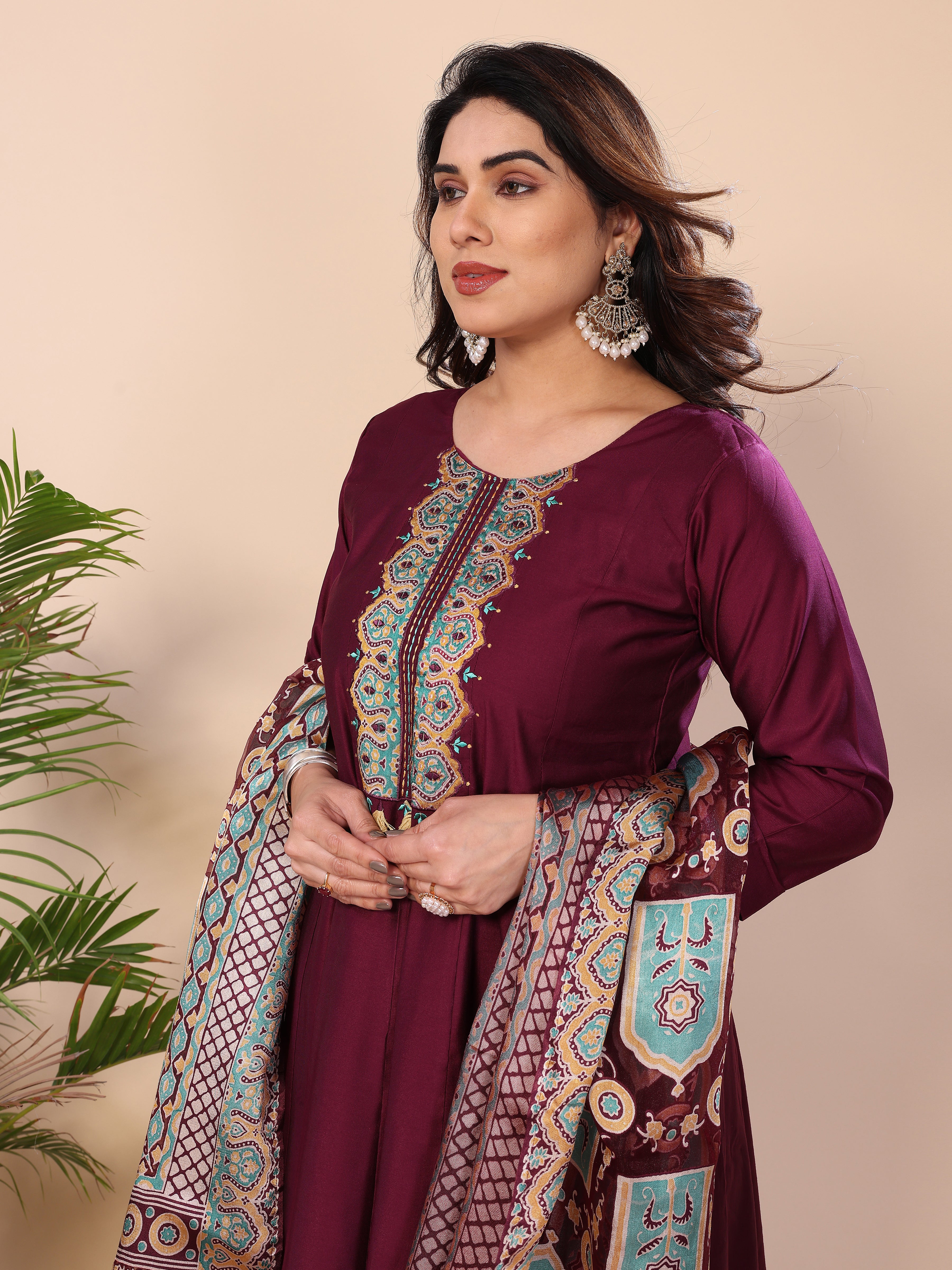 MUL CHANDERI SUIT SET WITH DUPATTA