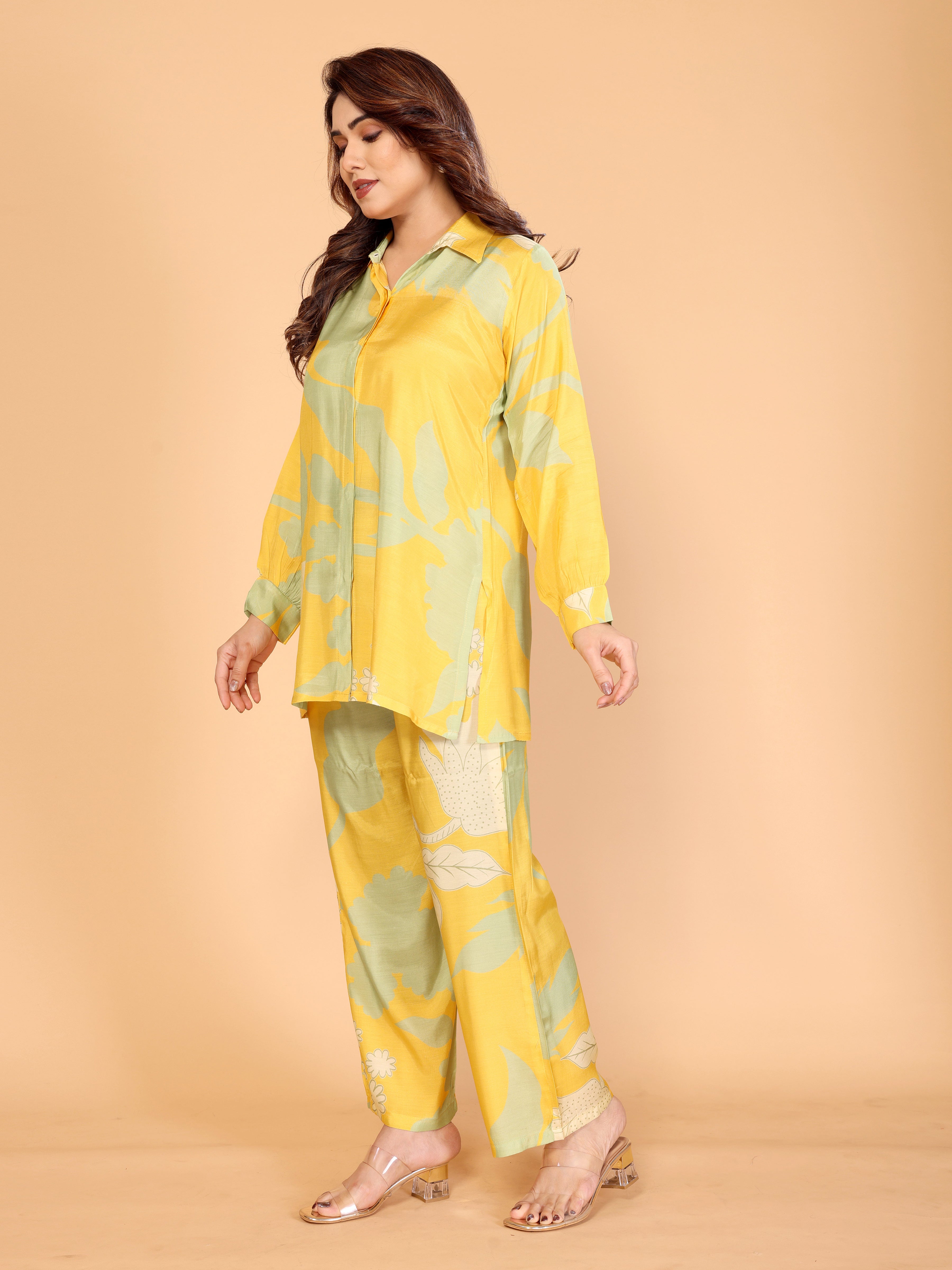 Sunshine Yellow & Mint Floral Printed Co-Ord Set