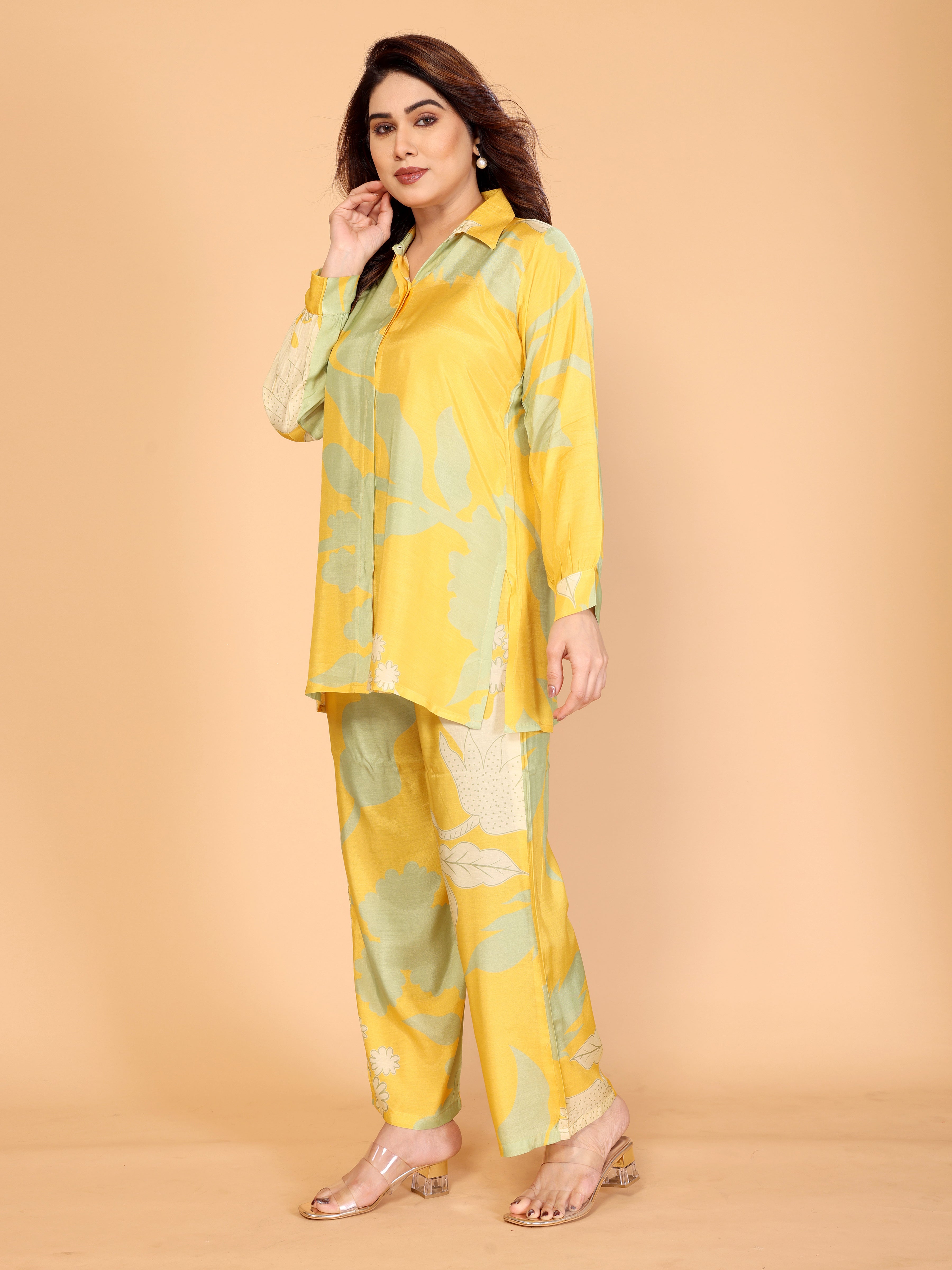Sunshine Yellow & Mint Floral Printed Co-Ord Set