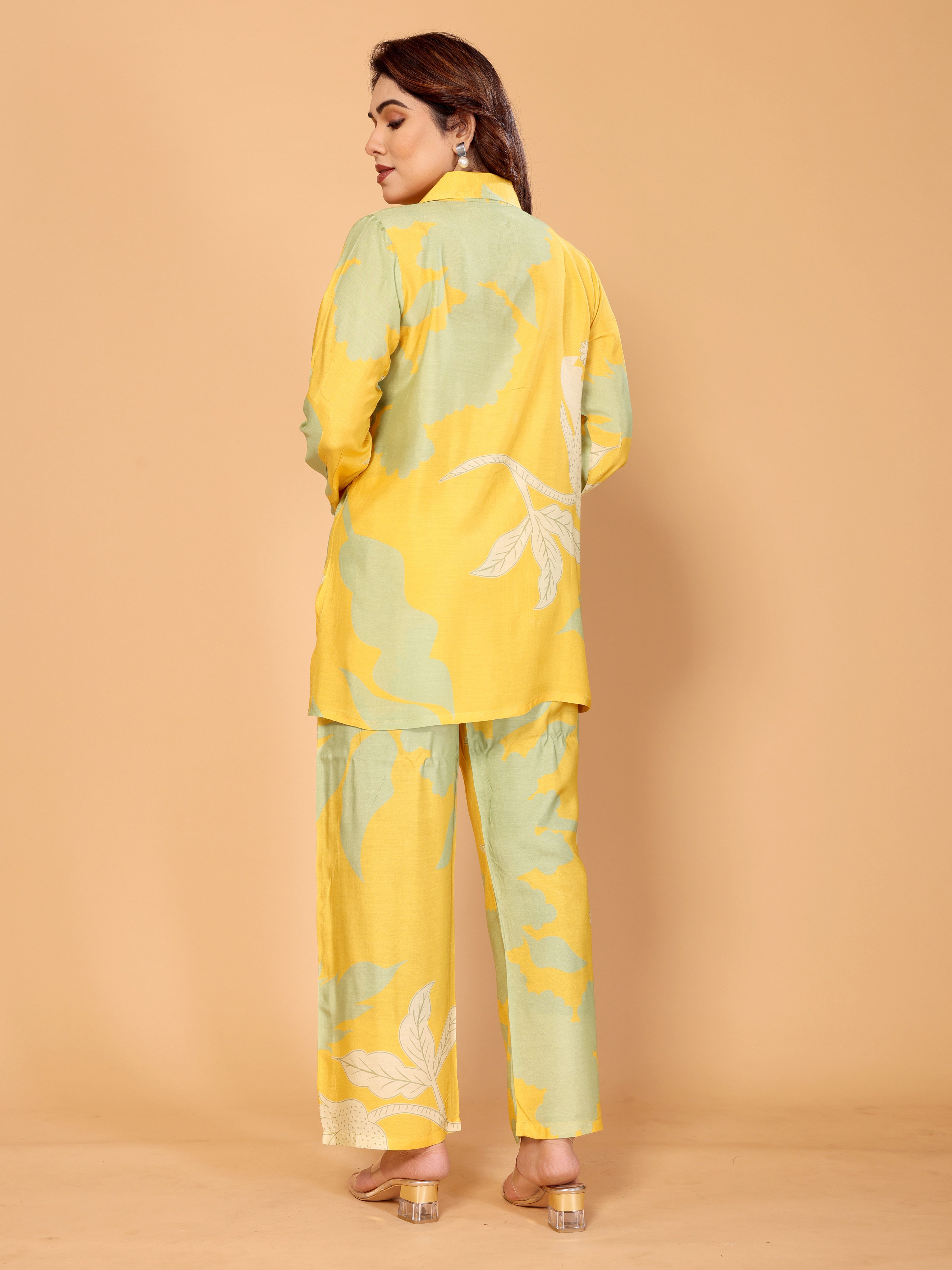 Sunshine Yellow & Mint Floral Printed Co-Ord Set