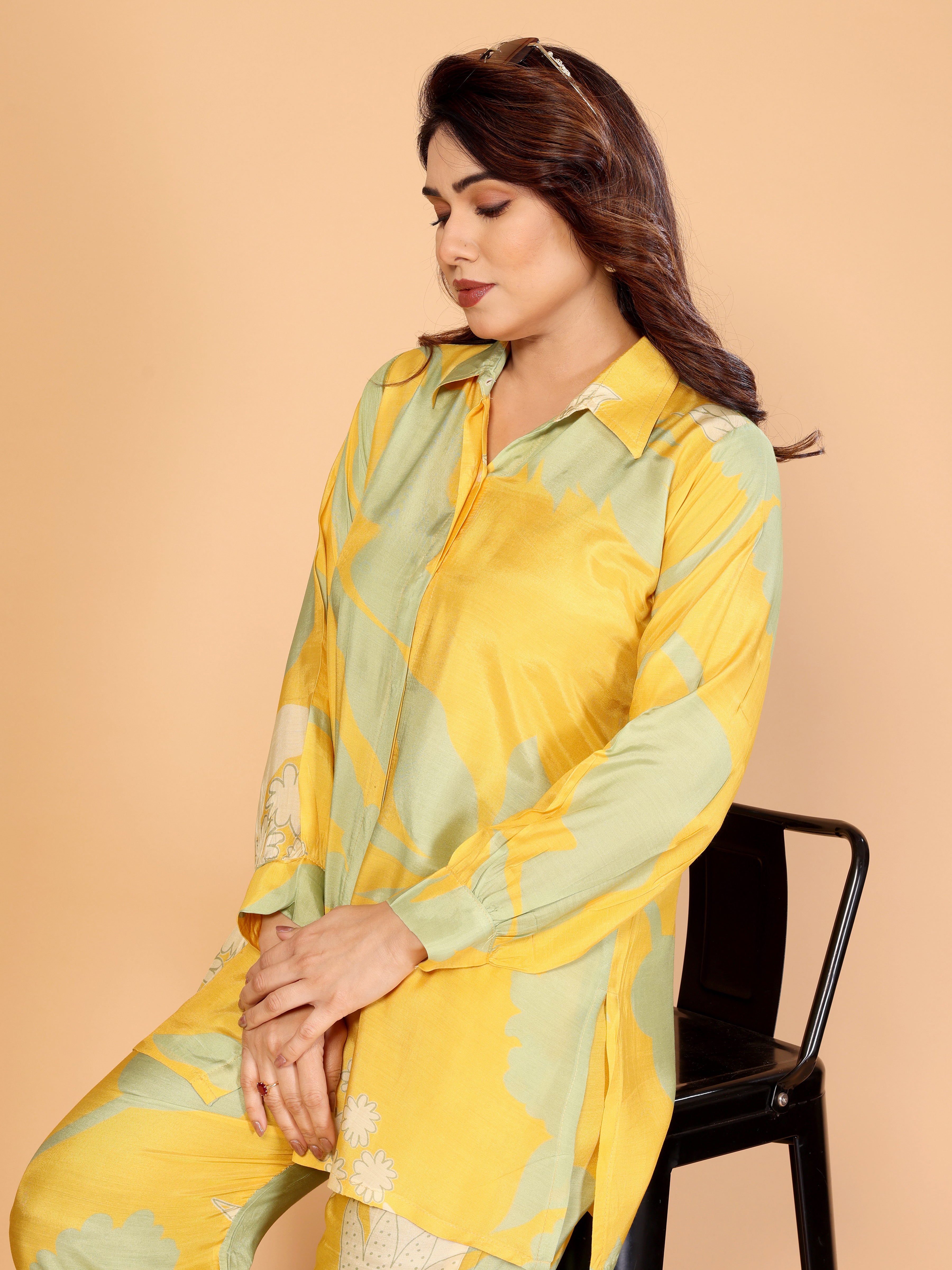 Sunshine Yellow & Mint Floral Printed Co-Ord Set