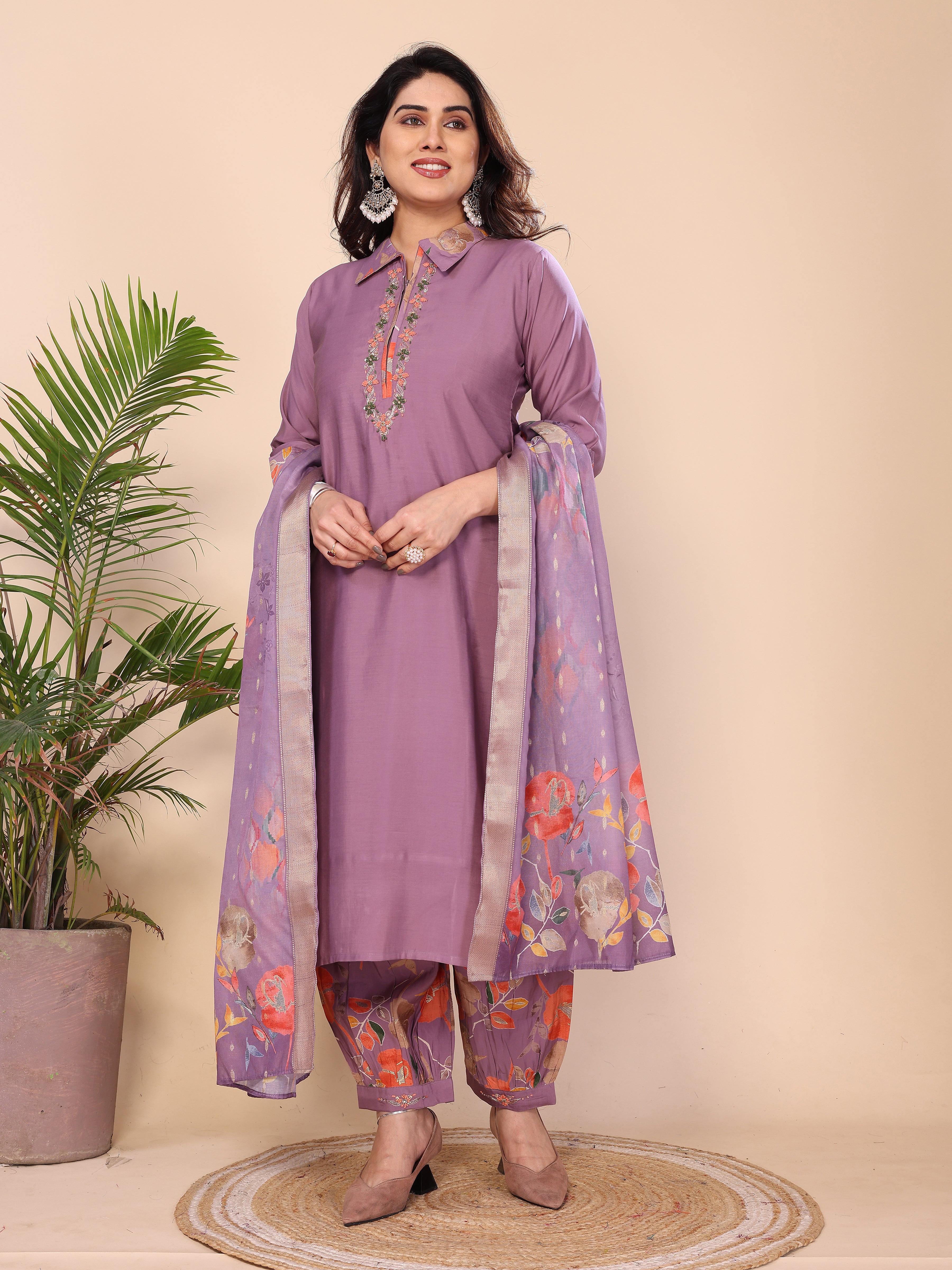 Punjabi Style Pure Vichitra Silk With Embroidery Sequence Work Patiyala Suit
