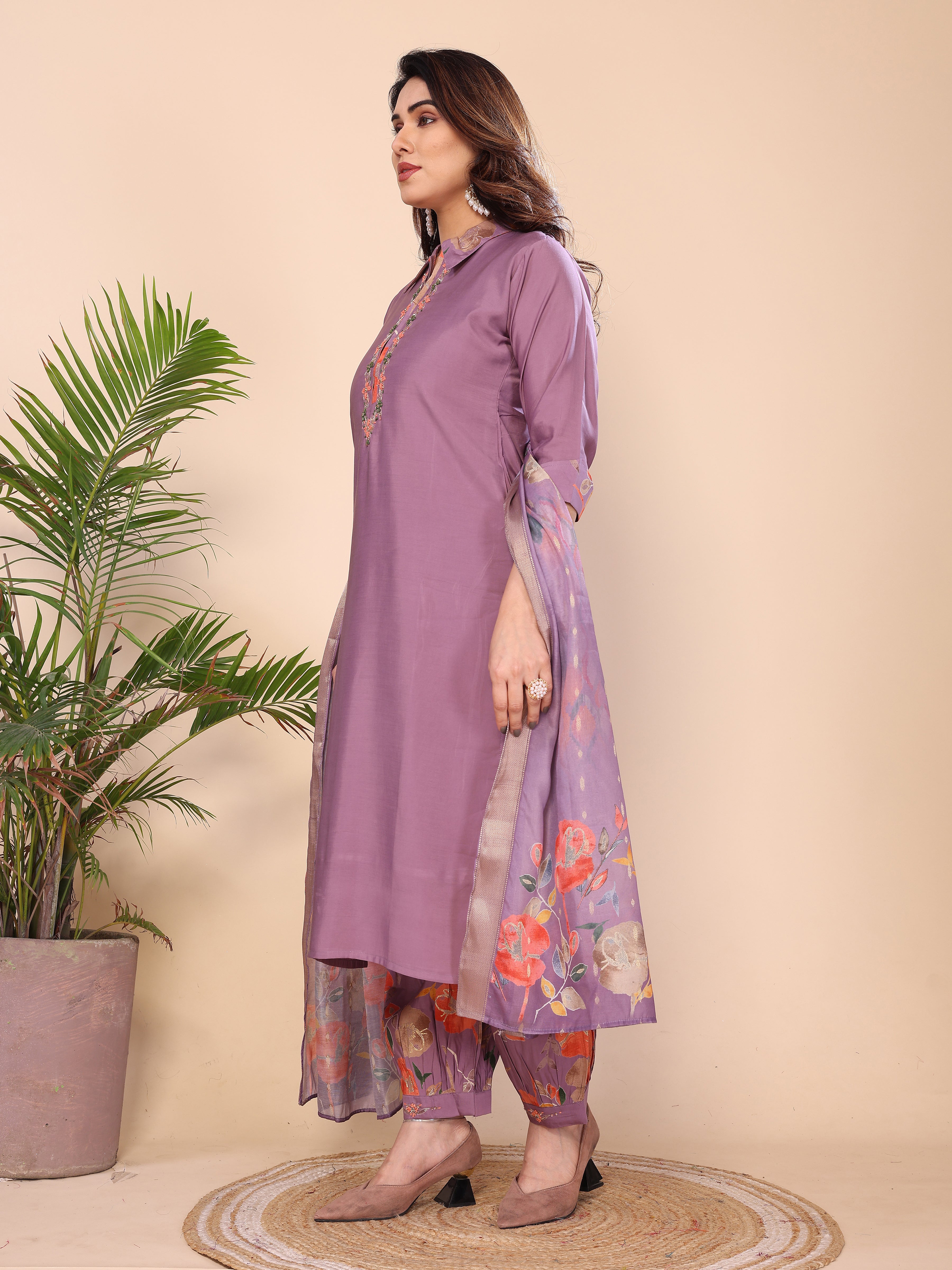 Punjabi Style Pure Vichitra Silk With Embroidery Sequence Work Patiyala Suit