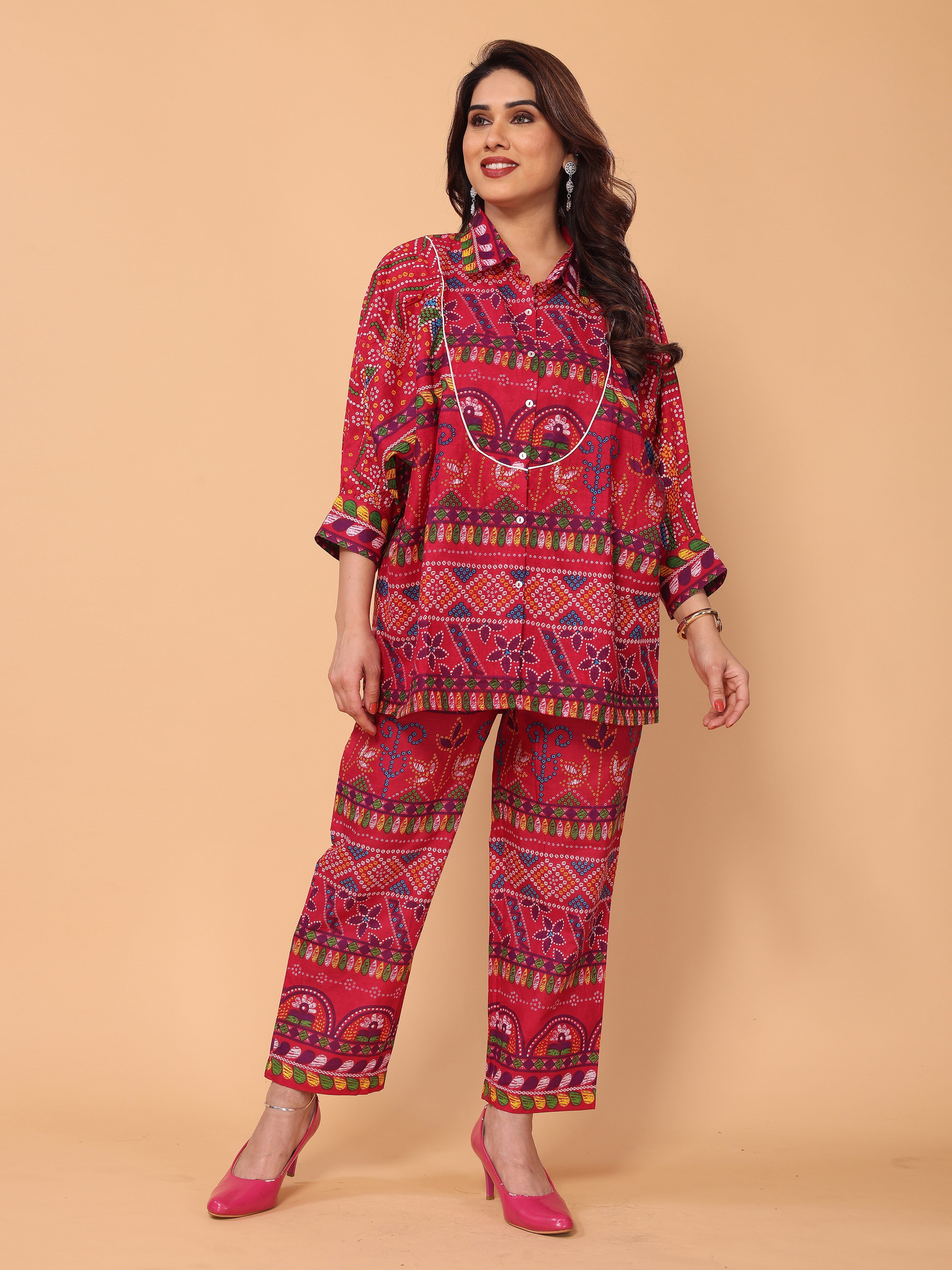 Elegant Bandhani Print Cotton Co-ord Set