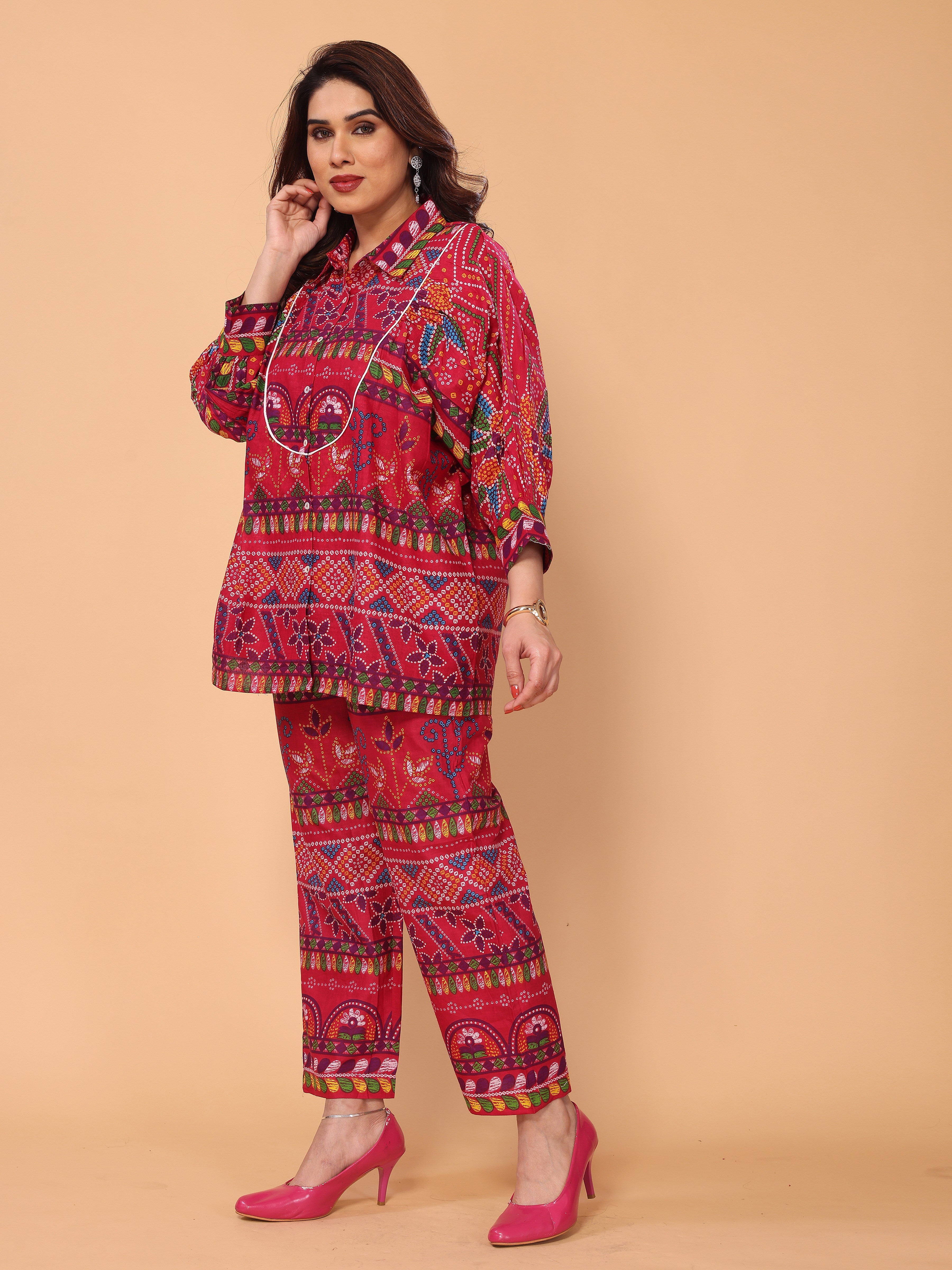Elegant Bandhani Print Cotton Co-ord Set