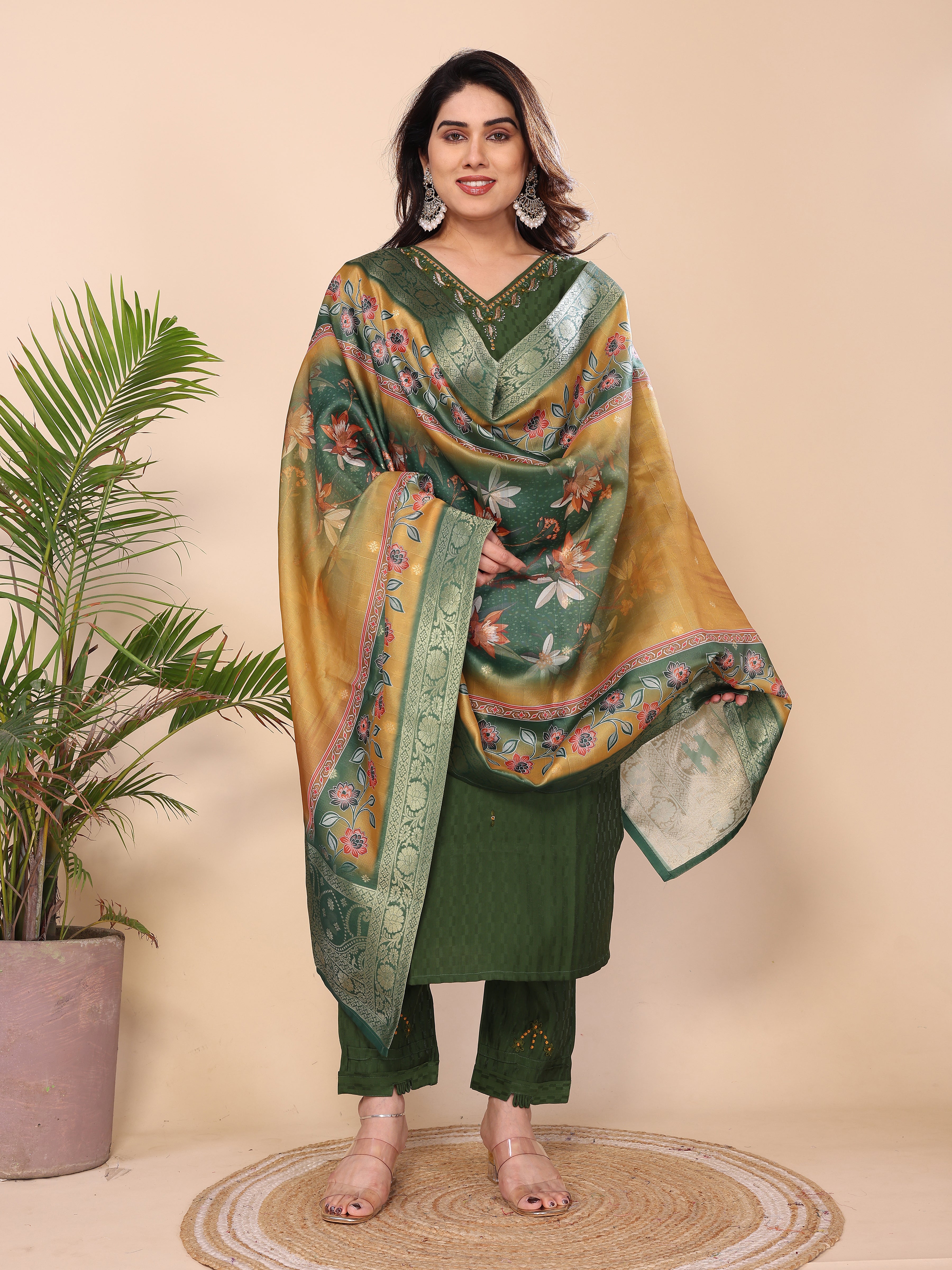 CHANDERI SUIT SET WITH DUPATTA