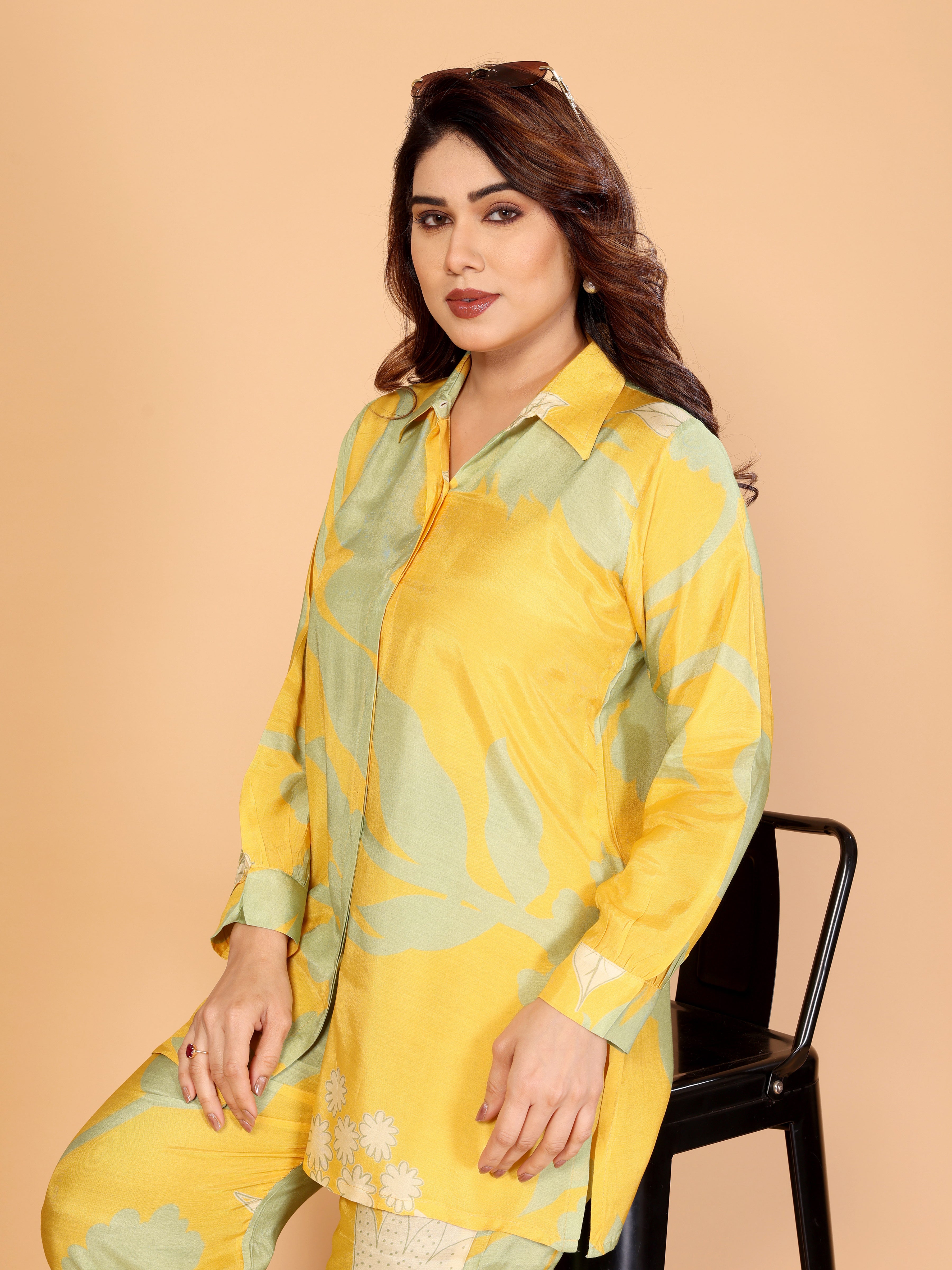 Sunshine Yellow & Mint Floral Printed Co-Ord Set