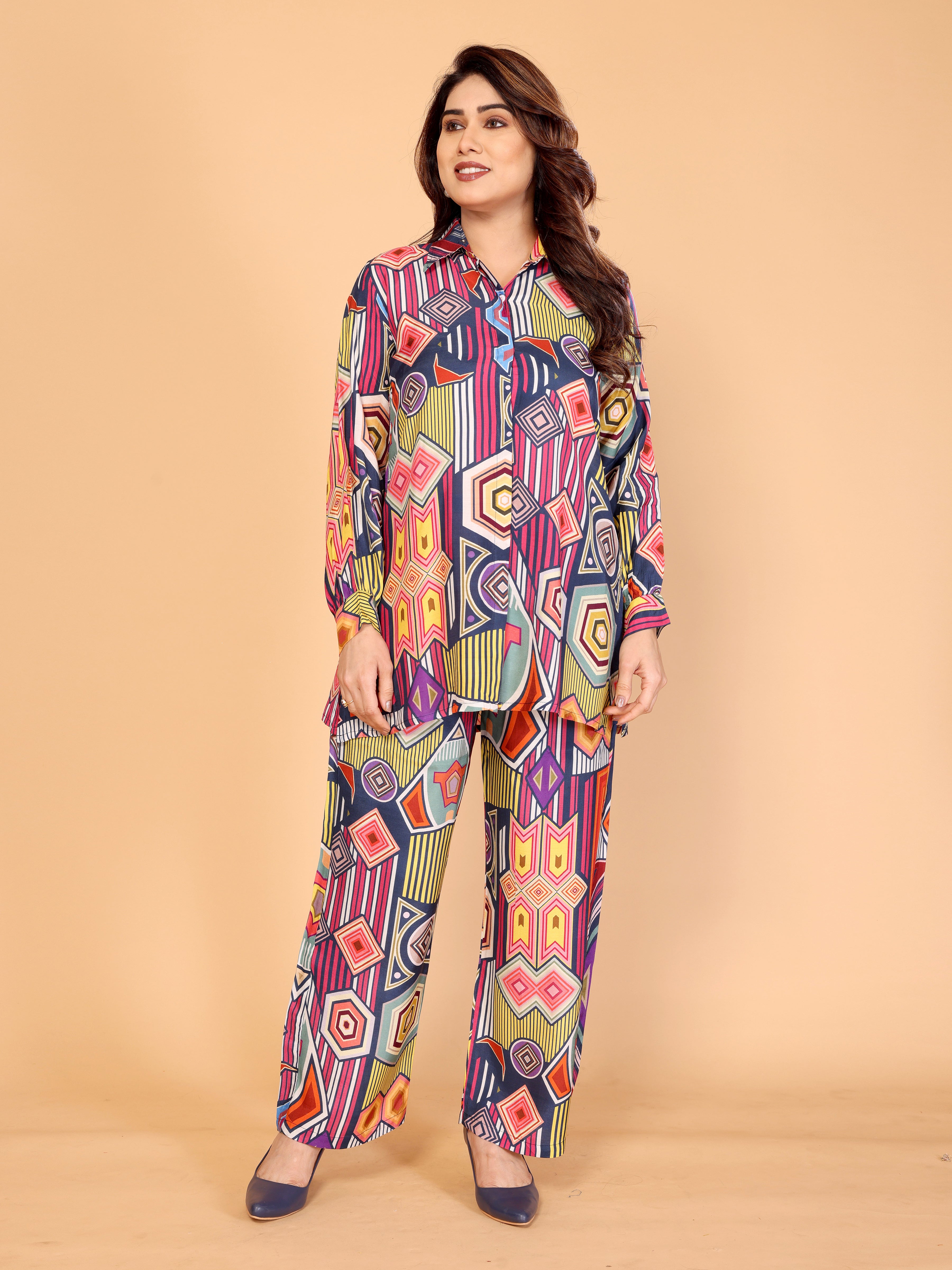 Vibrant Multicolor Abstract Geometric Co-Ord Set