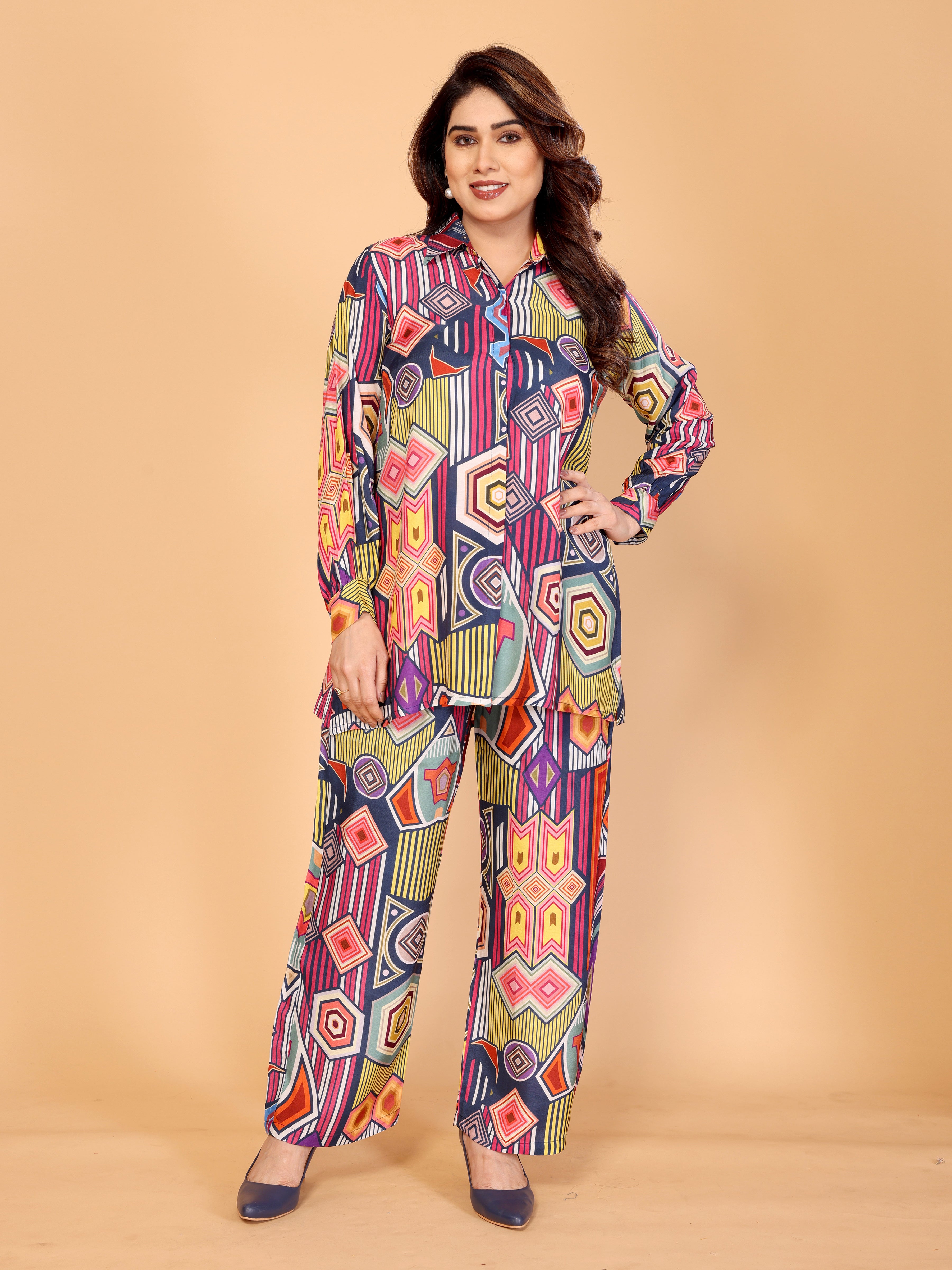 Vibrant Multicolor Abstract Geometric Co-Ord Set