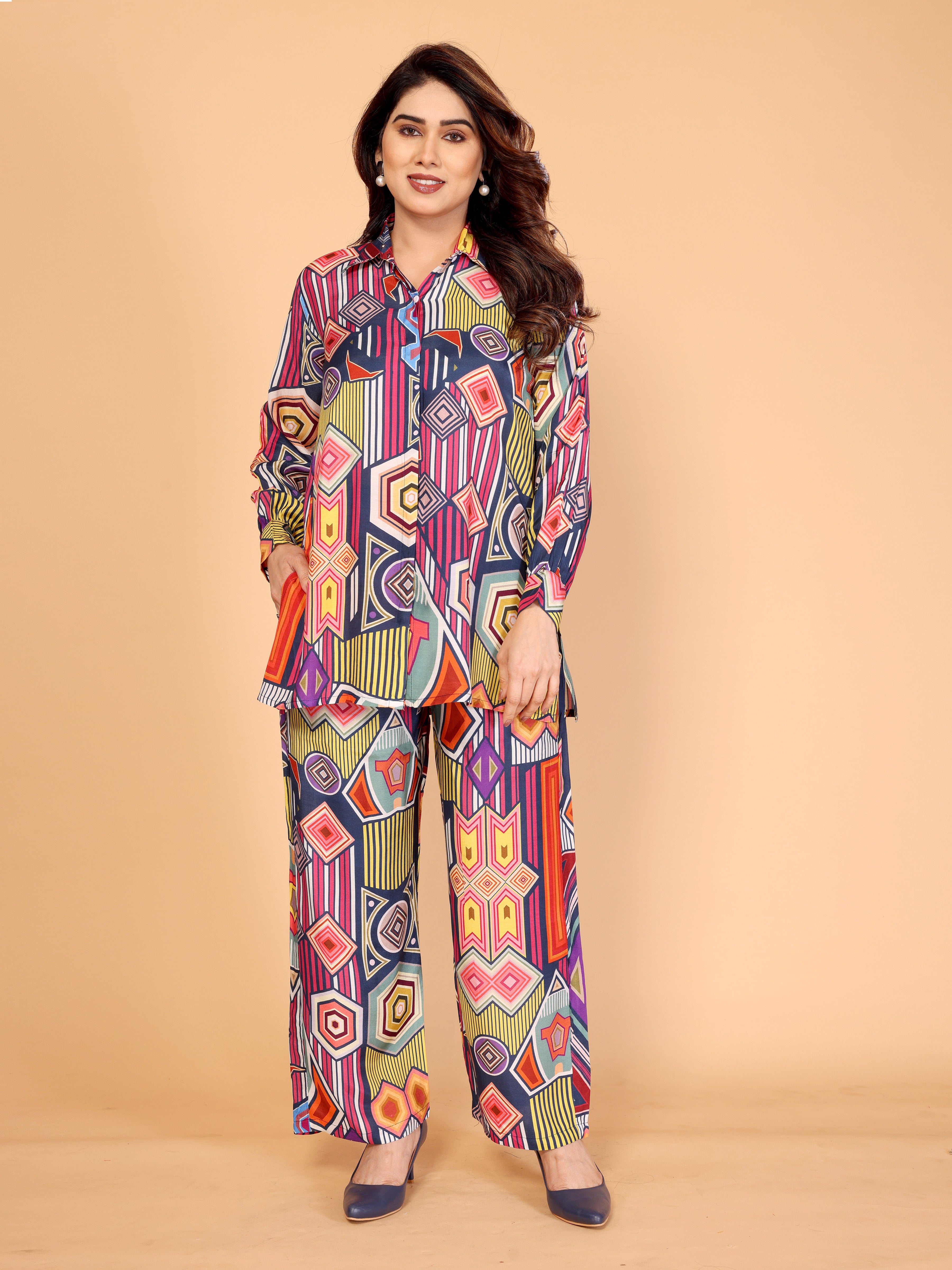 Vibrant Multicolor Abstract Geometric Co-Ord Set