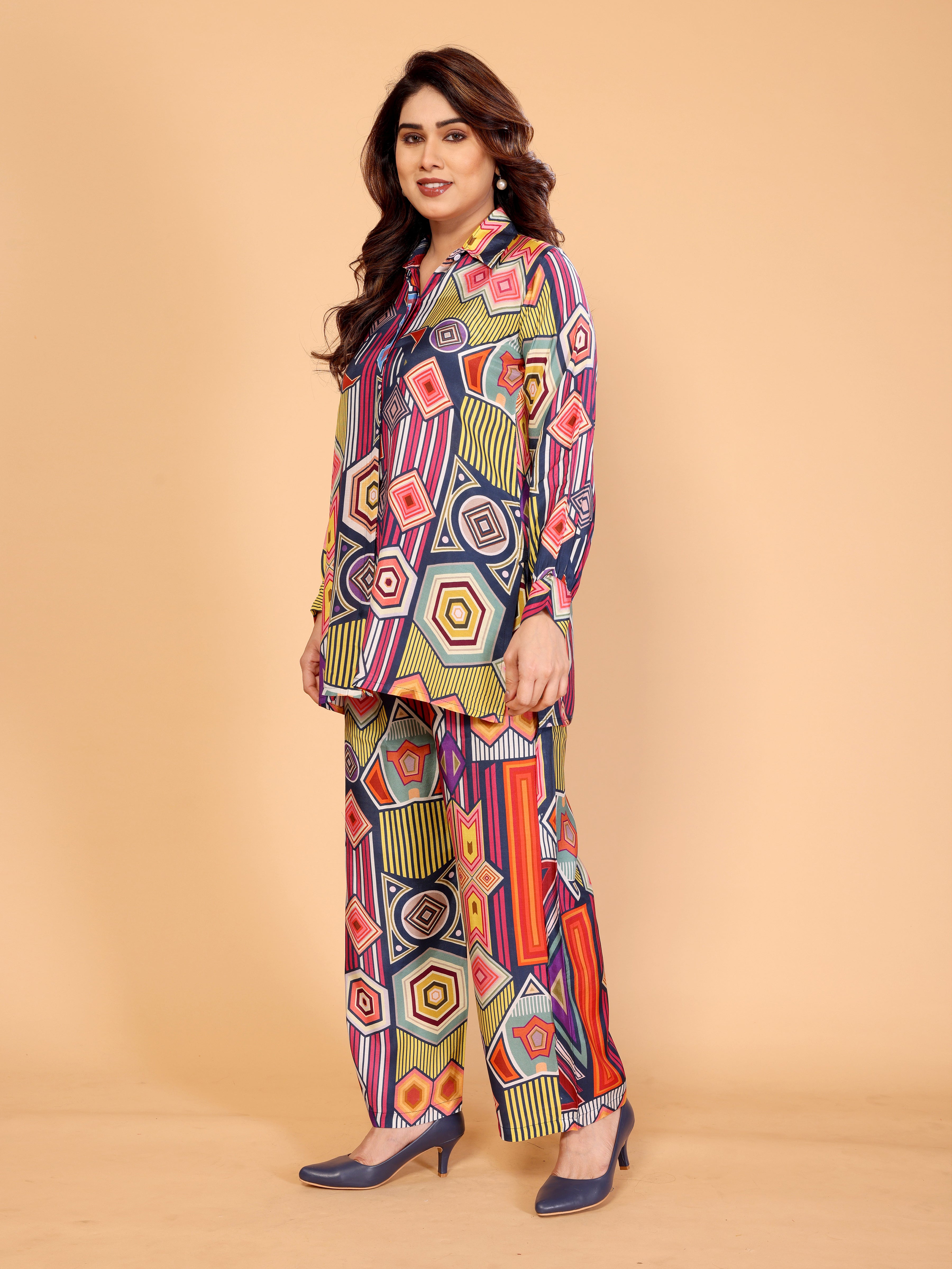 Vibrant Multicolor Abstract Geometric Co-Ord Set