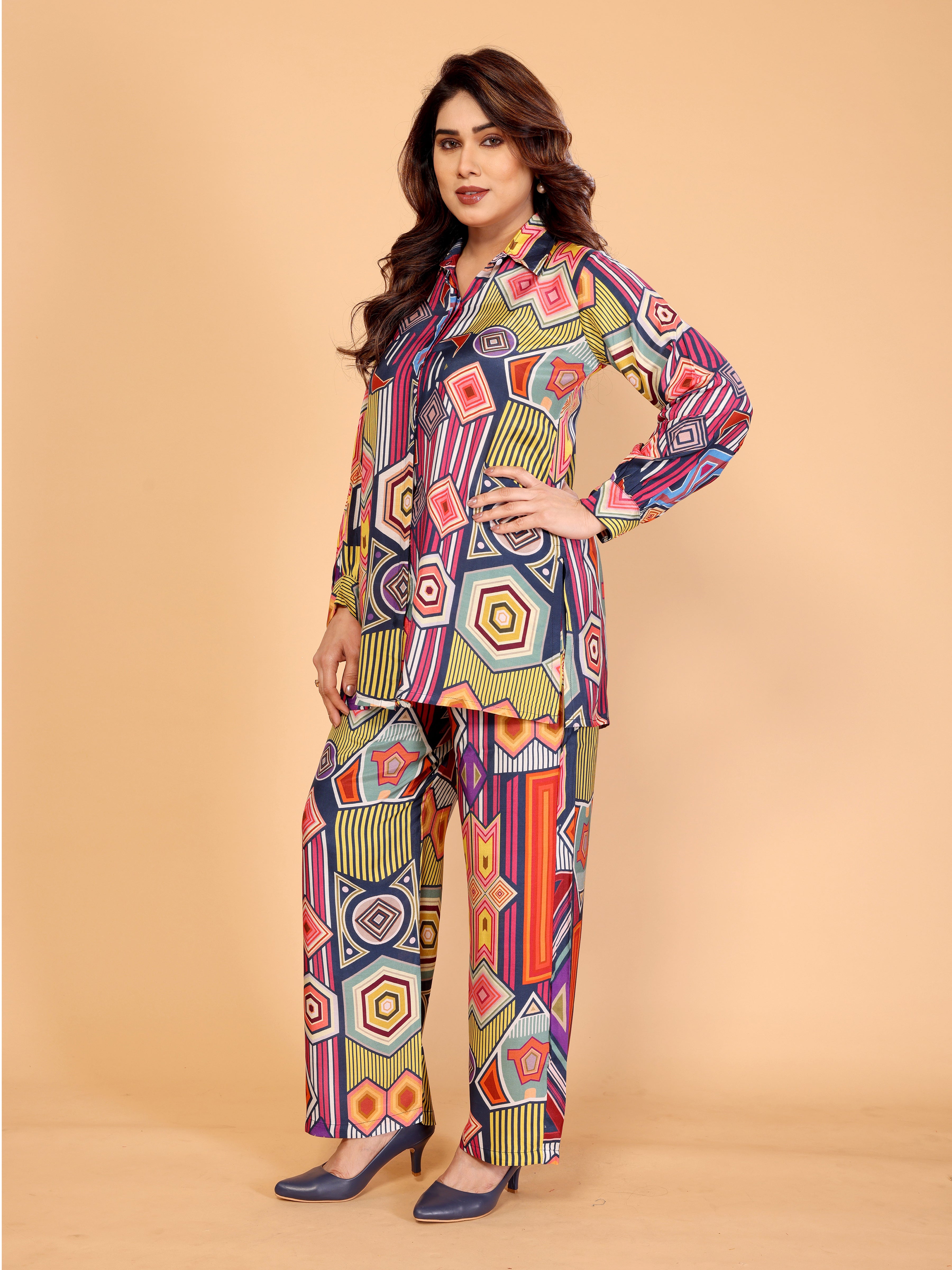 Vibrant Multicolor Abstract Geometric Co-Ord Set