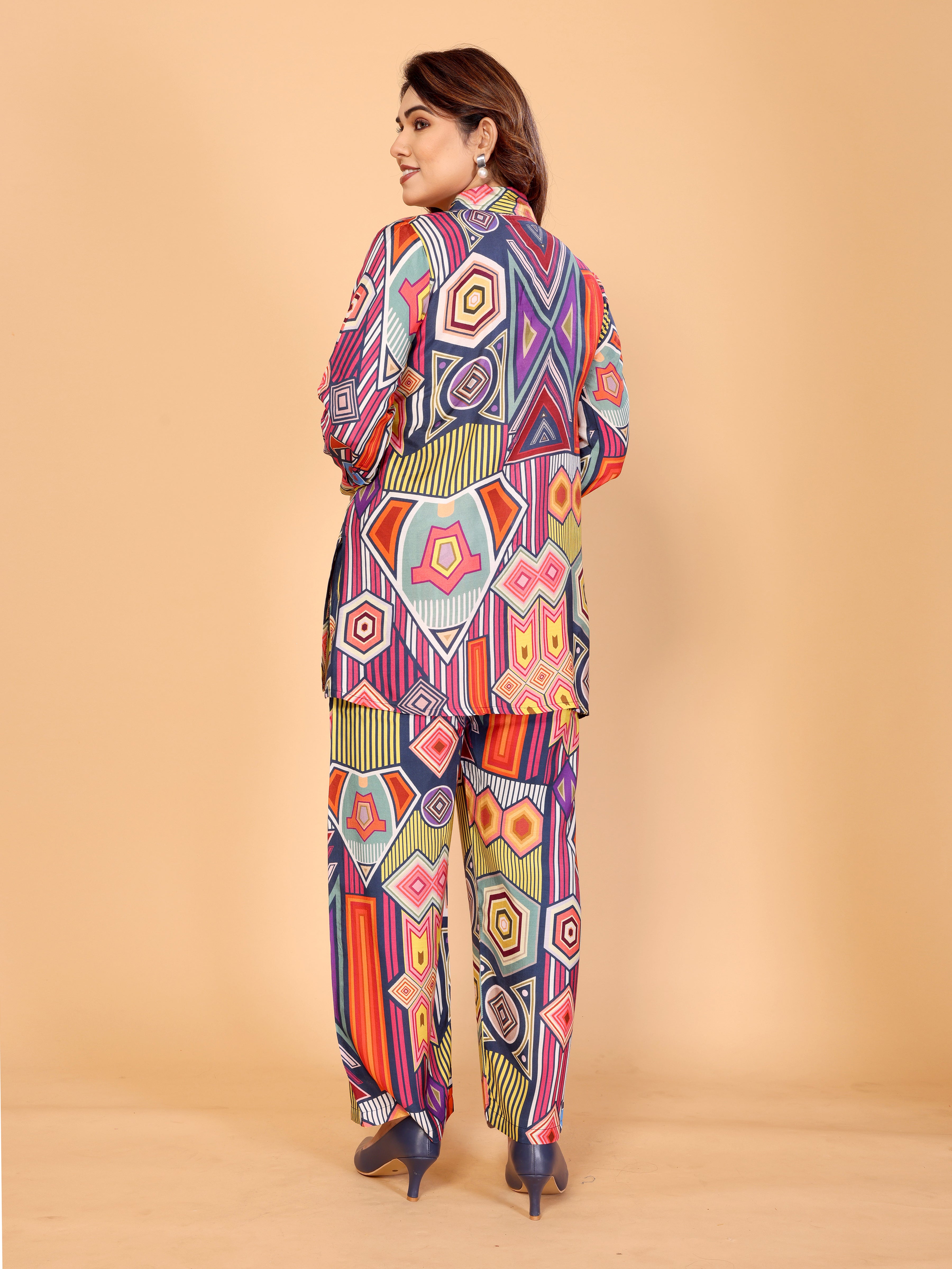Vibrant Multicolor Abstract Geometric Co-Ord Set