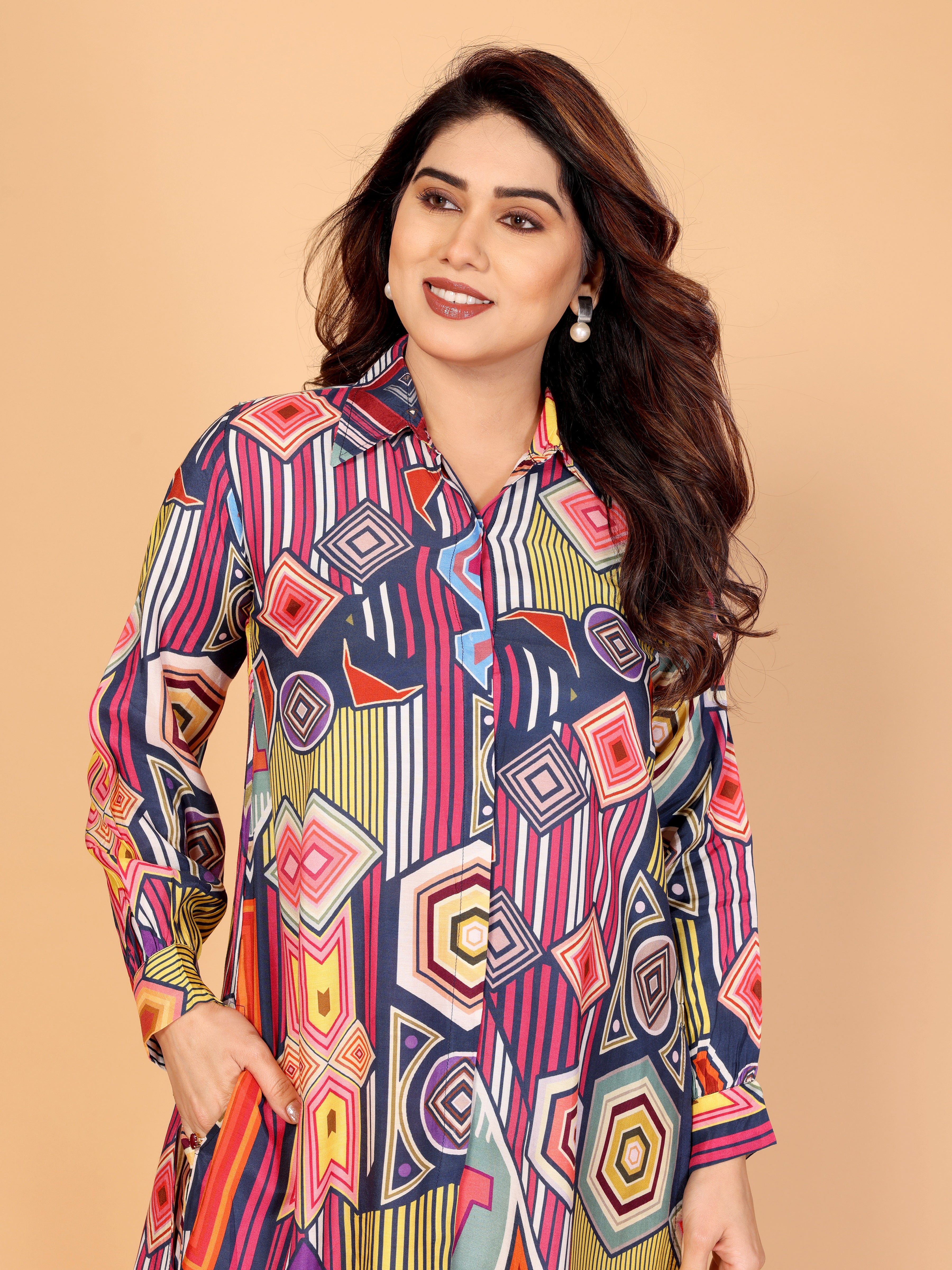 Vibrant Multicolor Abstract Geometric Co-Ord Set