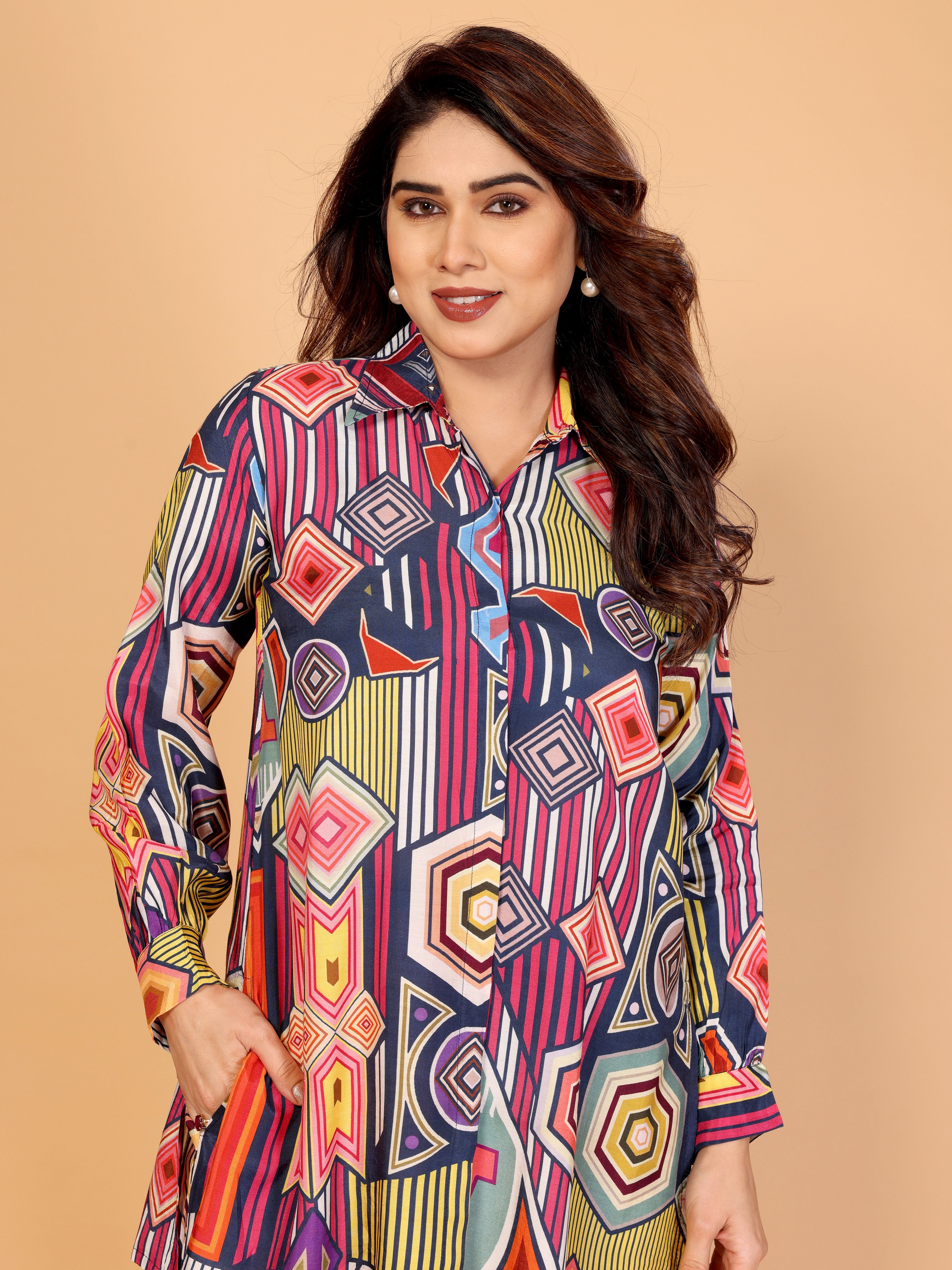 Vibrant Multicolor Abstract Geometric Co-Ord Set