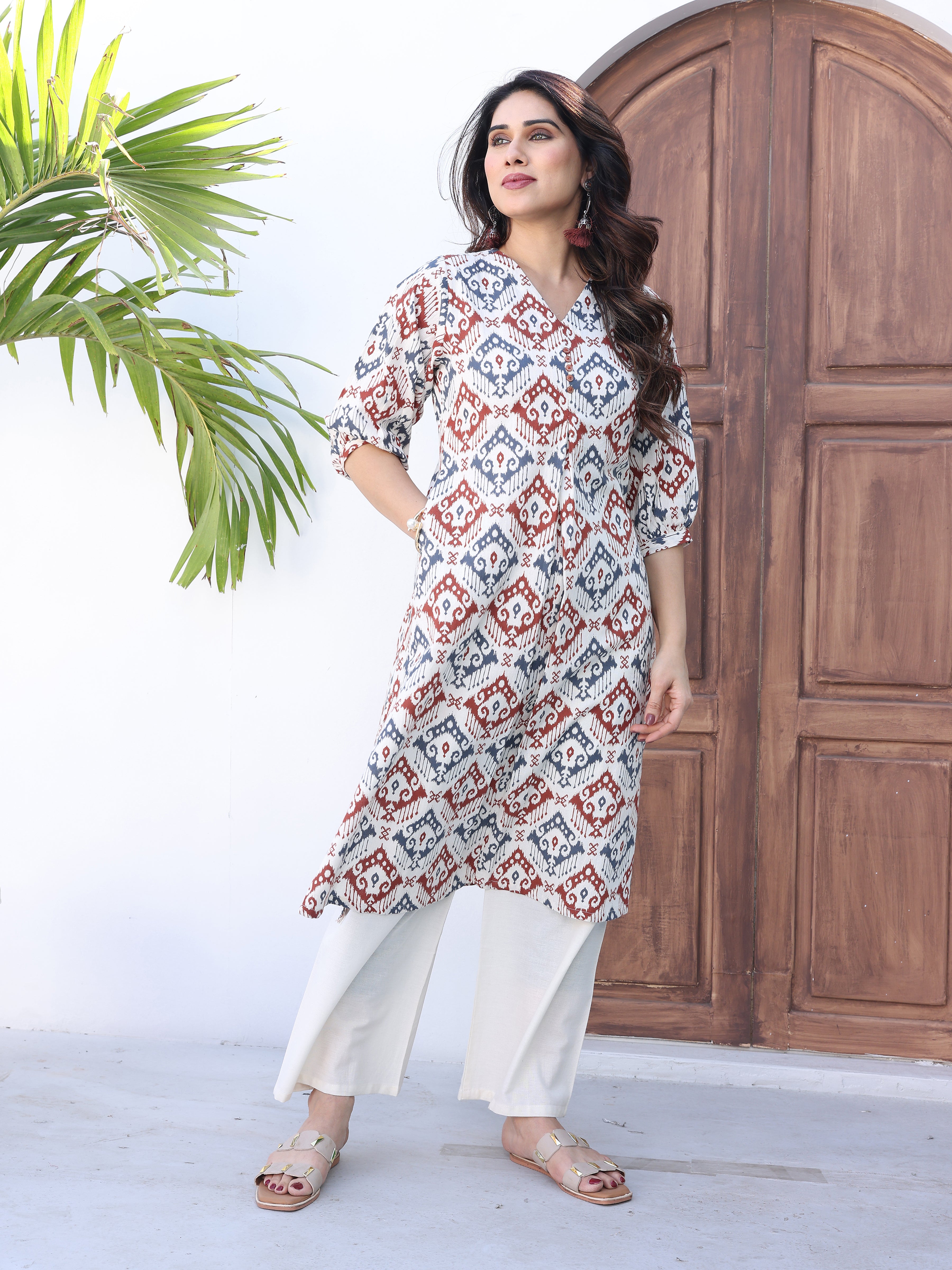 Multicolor Ethnic Motifs Printed Kurta Palazzo Set