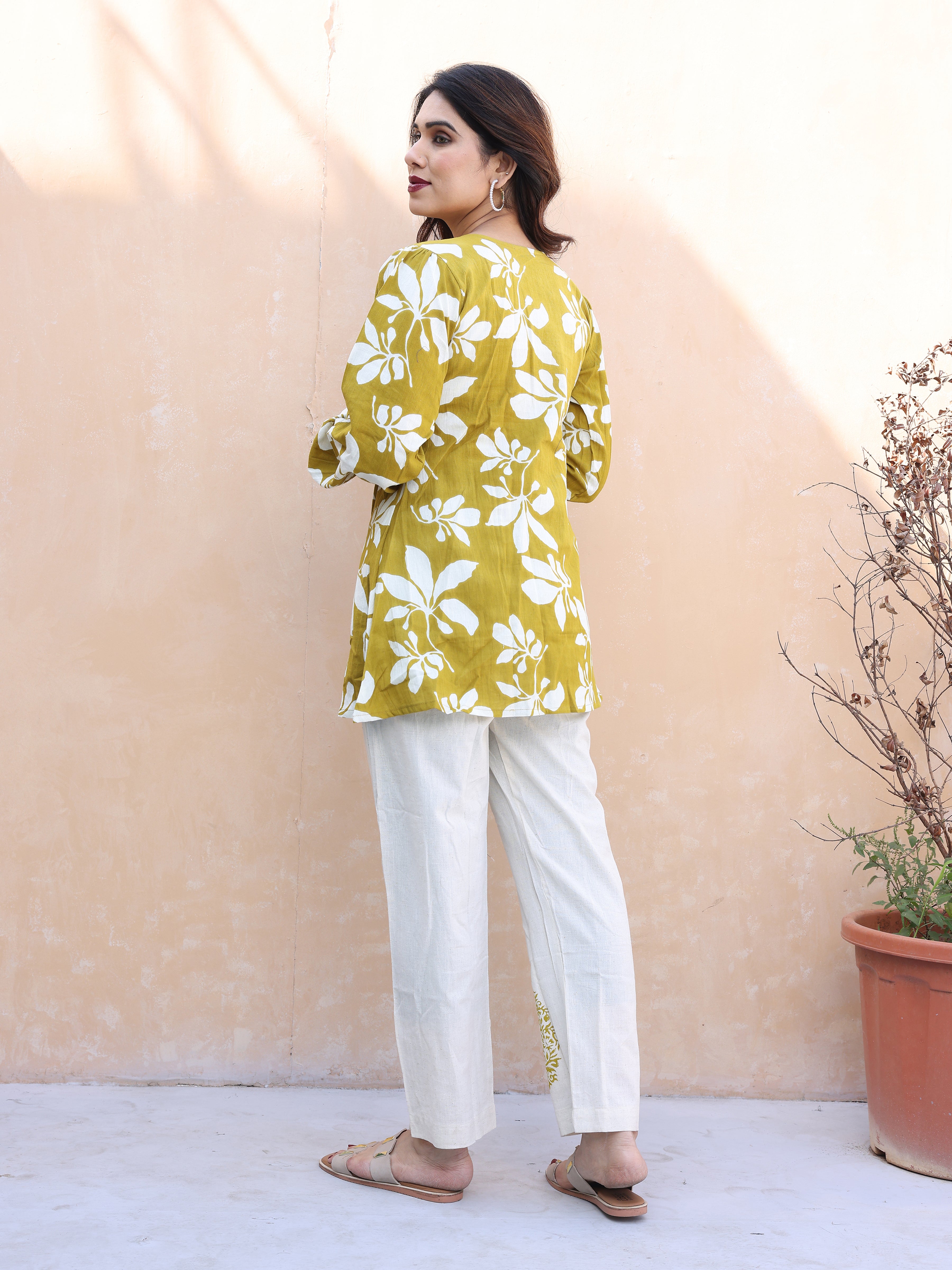 Mustard Yellow Floral Printed Cotton Co-ords Set