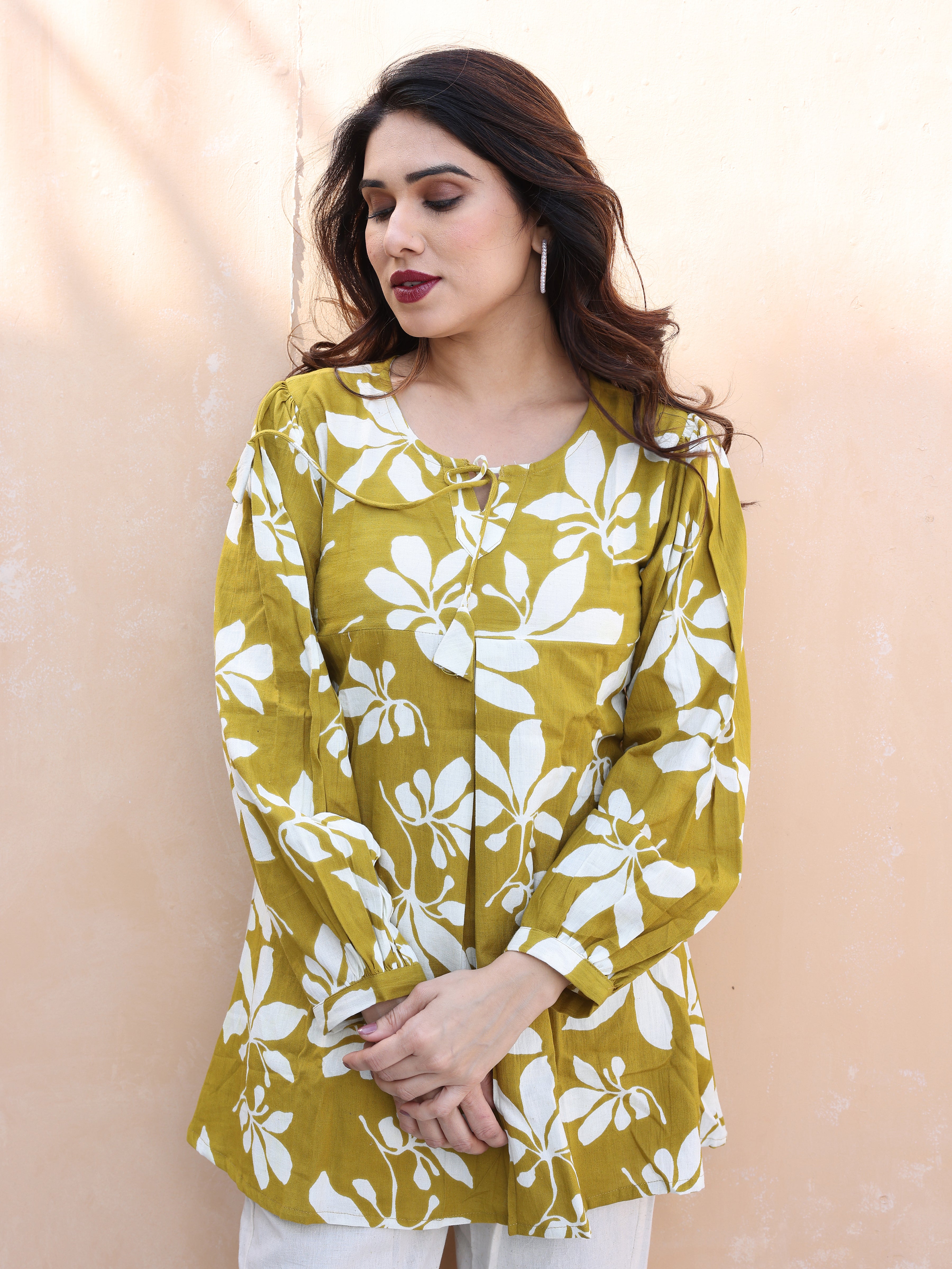 Mustard Yellow Floral Printed Cotton Co-ords Set